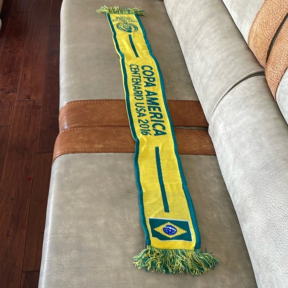 Brazil Copa America Centenario Scarf USA 2016  Soccer Collectibles Green Yellow - Picture 6 of 7